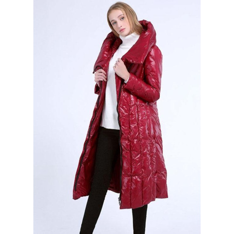 Plus Size Mulberry hooded slim fit Pockets Winter Duck Down Jackets