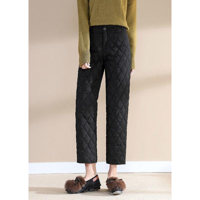 Simple Black Button fashion Straight Winter Pants