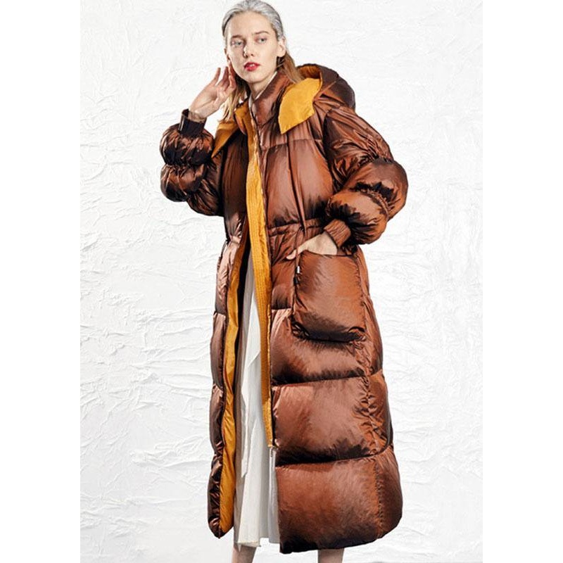Simple Caramel fashion drawstring Thick Winter Duck Down Puffer Coat