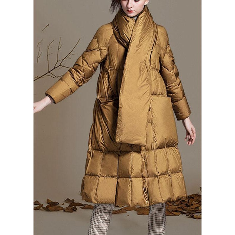 Street Khaki Loose Pockets Button Winter Duck Down Winter Coats