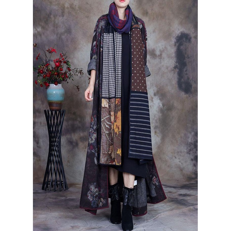 Unique O-Neck Print Button Casual Fall Coats