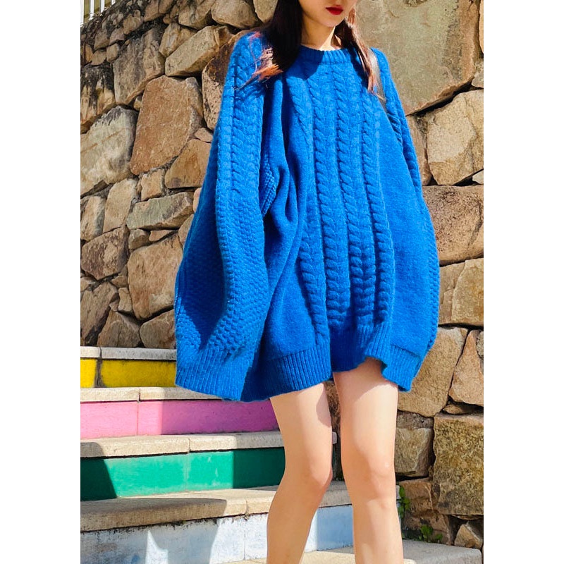 Blue chunky oversized Knit Sweater Dress Winter