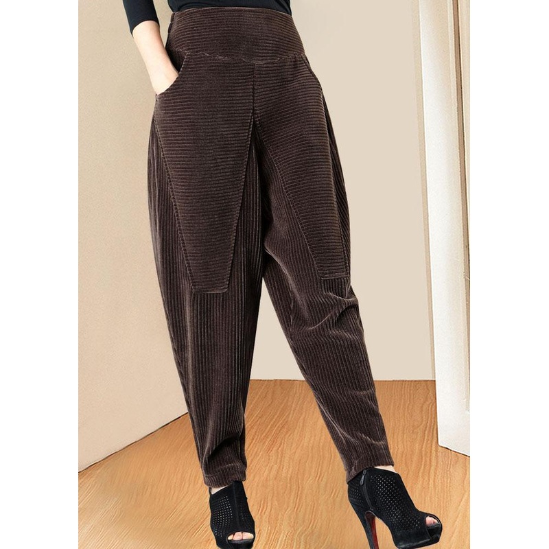 Boutique Coffee High Waist Pockets fashion Winter Pants