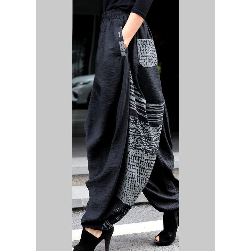 Chic Grey asymmetrical design Pockets lantern Winter Pants
