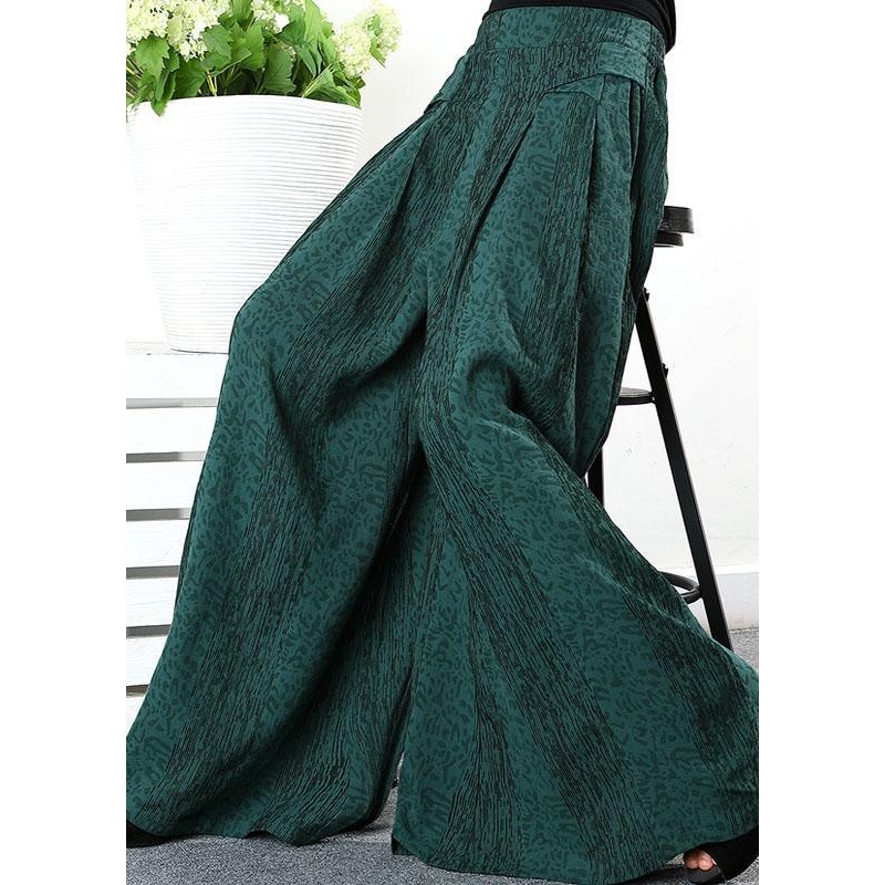 Natural Green Pockets Straight Wide Leg Winter Pants