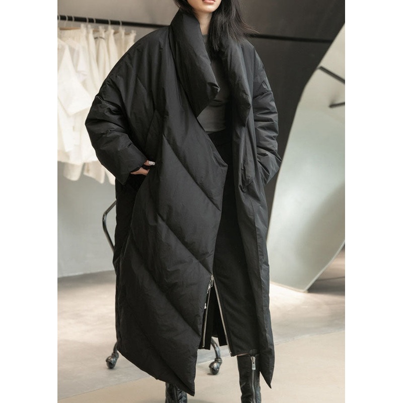 Plus Size Black Pockets Duck Down Down Coats Winter
