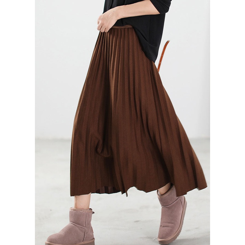 Plus Size Natural Coffee thick pleated skirt Winter
