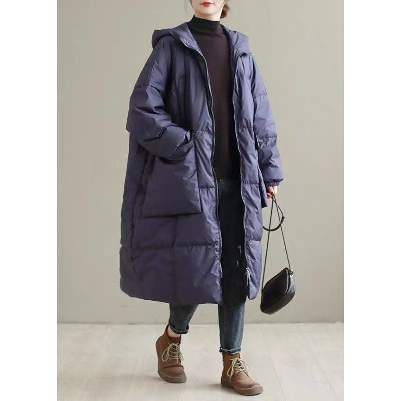 Plus Size Purple Hooded thick Duck Down Down Coats Winter