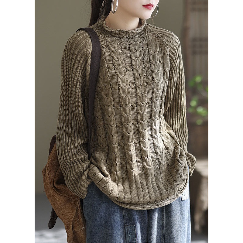 Plus Size Coffee Loose cozy Knit Sweater Winter