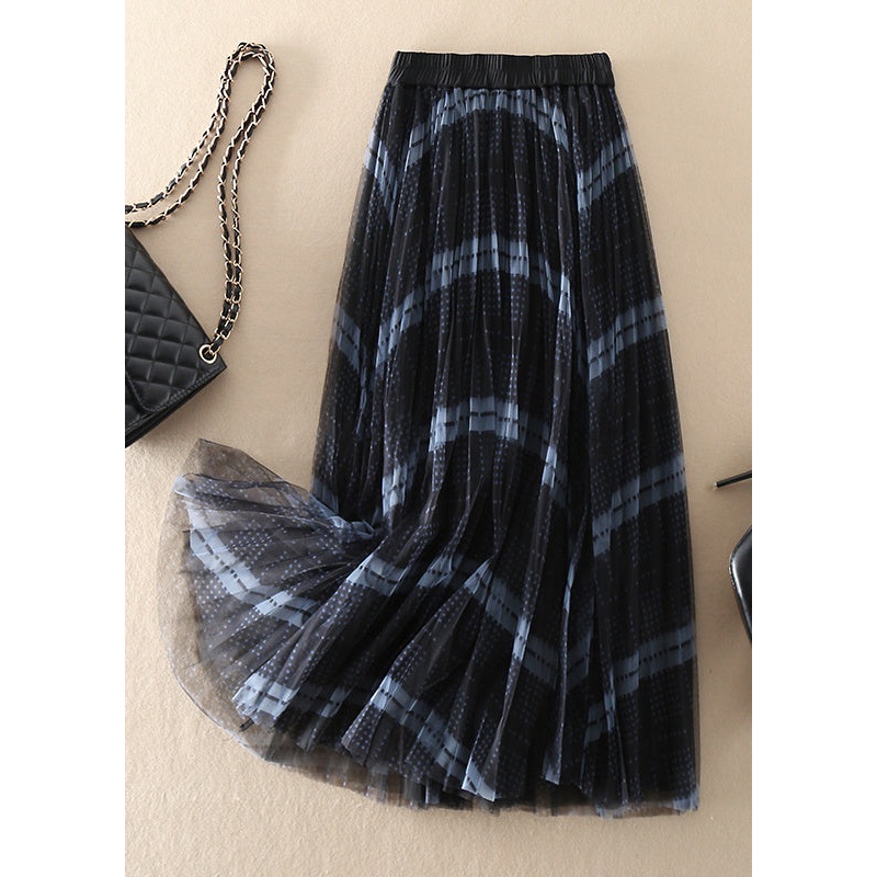 Simple elastic waist Plaid Tulle Skirt Spring