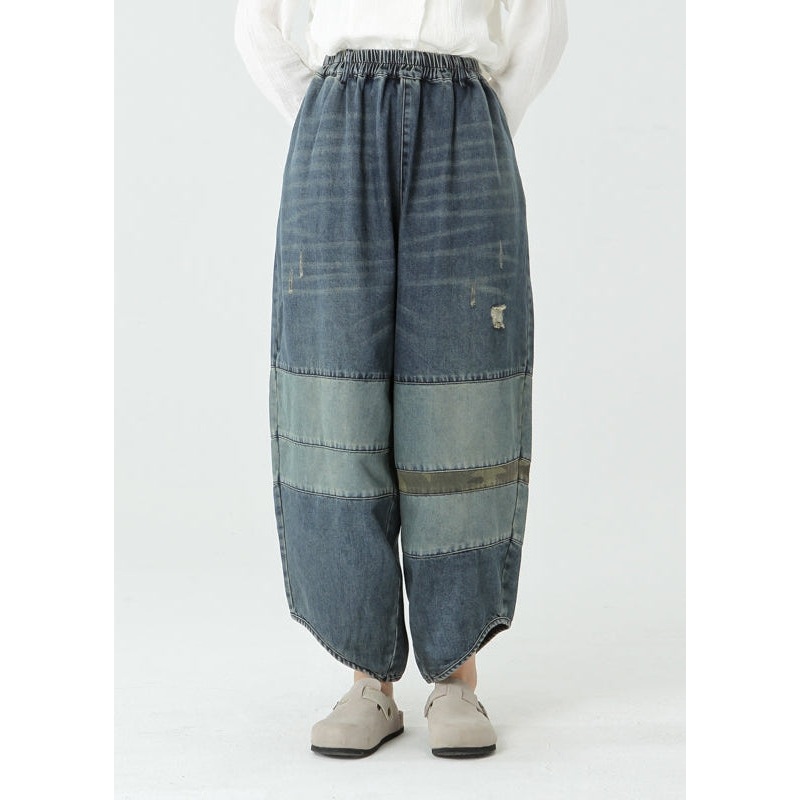 Summer Color Contrast Comfy Lantern Denim Pants