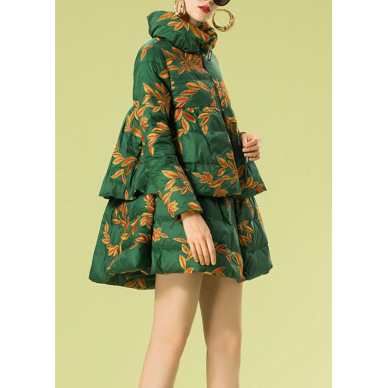 Women Green Embroideried warm Duck Down Winter Coats