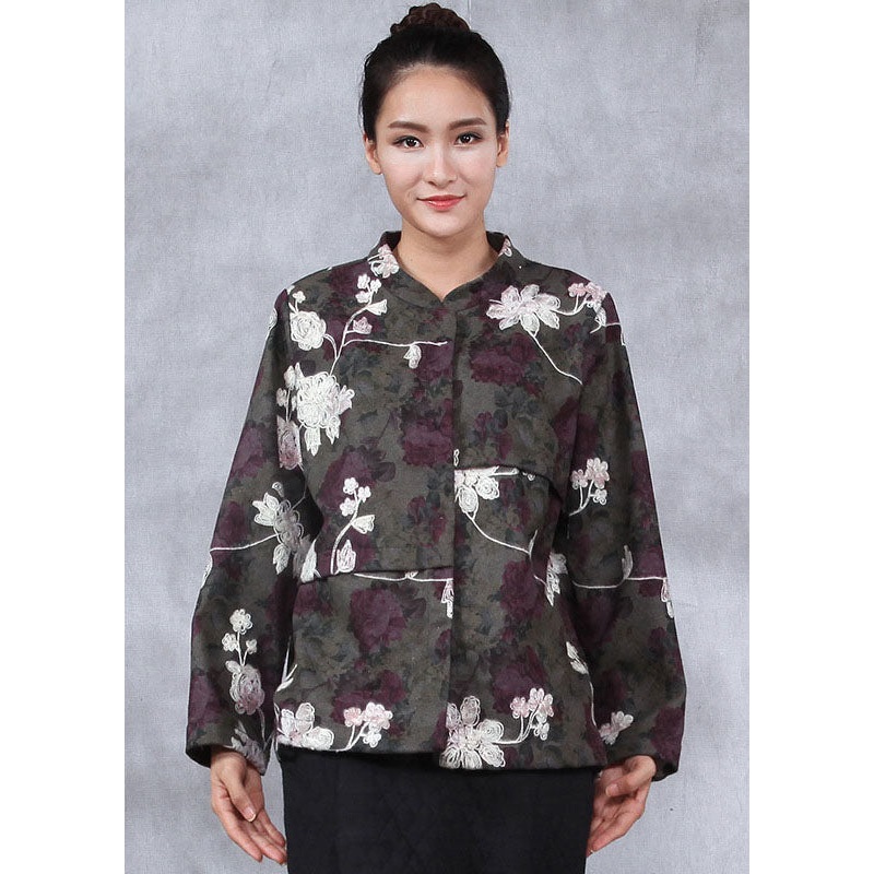 Beautiful Green Jacquard Patchwork Jackets Winter