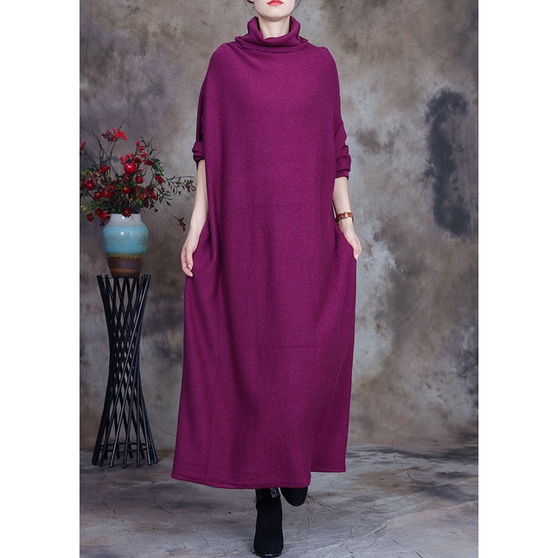 Bohemian purple red Loose Knit Holiday Dress Spring