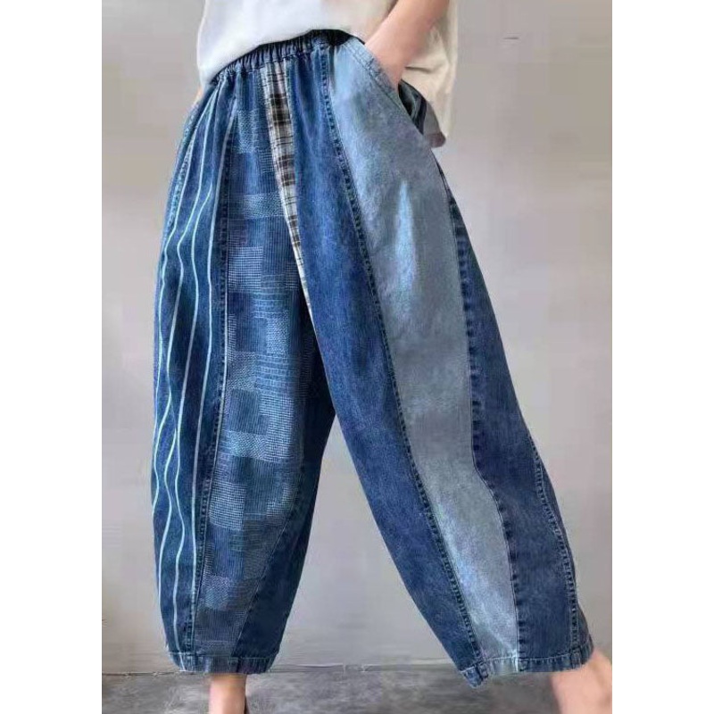 Fine Blue Patchwork fashion denim Pants Spring