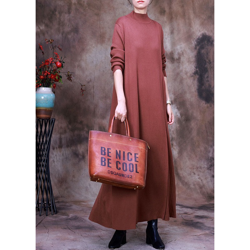 Plus Size Women Coffee slim fit Knit Dress Spring