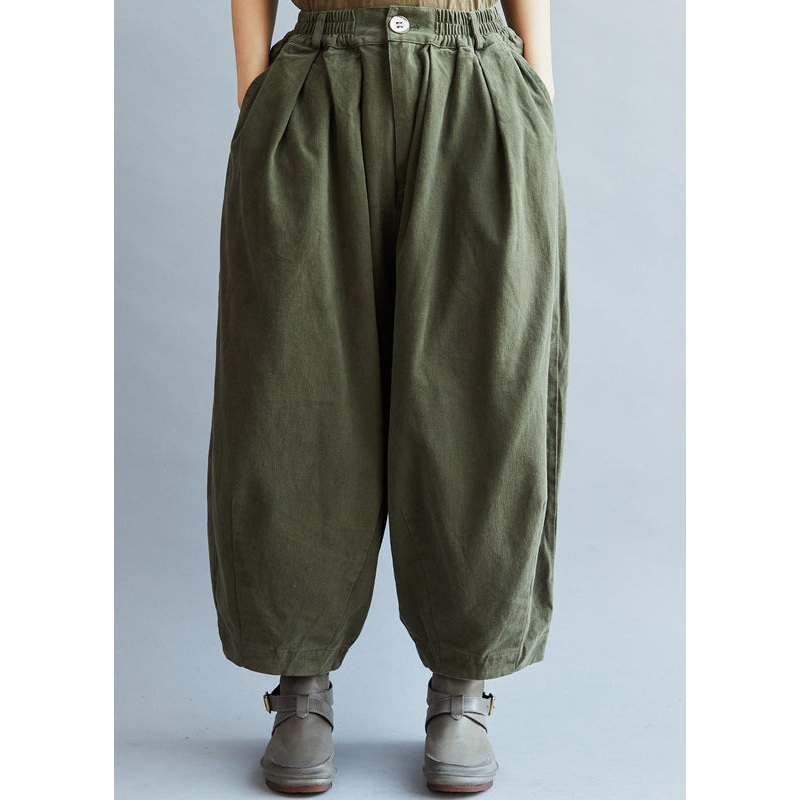 Chic Army Green Pockets wide leg pants Spring
