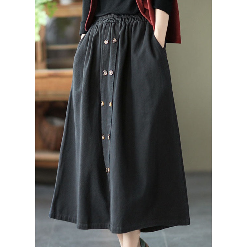 Plus Size Black elastic waist A Line Skirts Spring