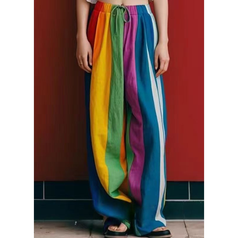 DIY Multicolour Oversized Linen Wide Leg Pants Spring