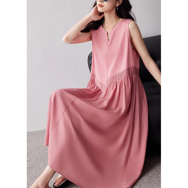 Women Pink Oversized Exra Large Hem Cotton Maxi Dresses Summer