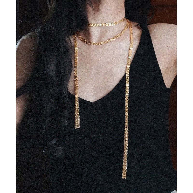 Fashion Gold Copper Overgild Multi Layer Tassel Pendant Necklace