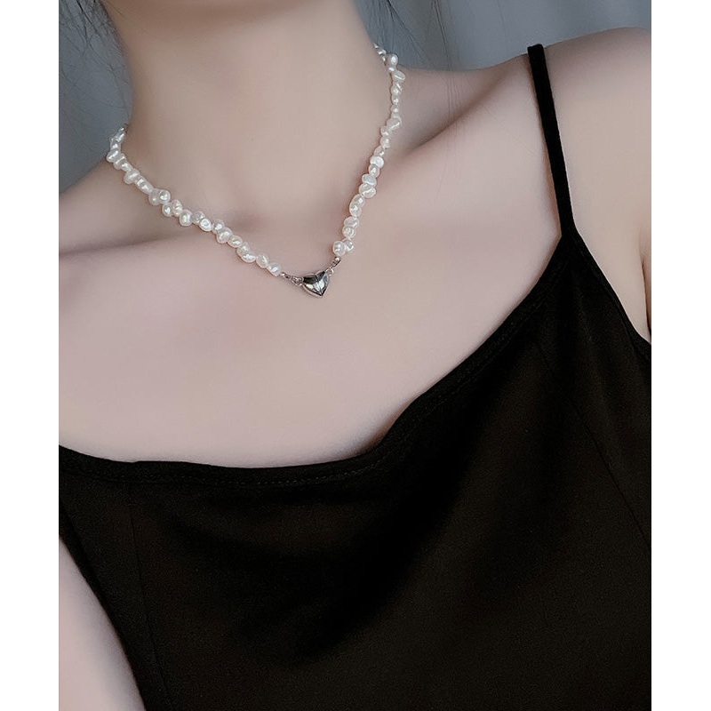 Modern White Copper Pearl Love Pendant Necklace