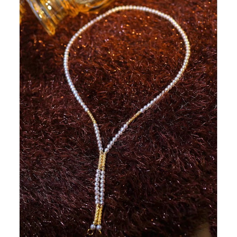 New Purple Alloy Crystal Pearl Gratuated Bead Necklace