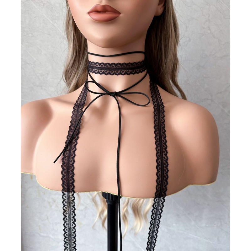 Stylish Black Lace Hollow Out Bow Necklace