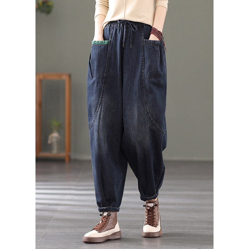 Unique Denim Blue Pockets Cotton Pants Summer