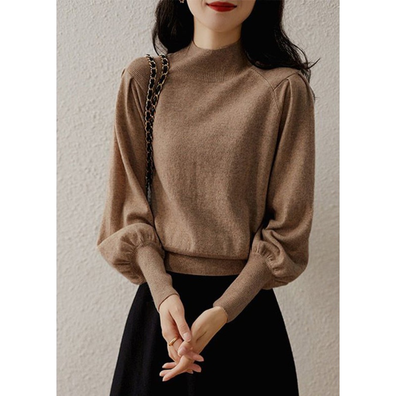 Beautiful Camel Turtleneck Knit Top Long Sleeve