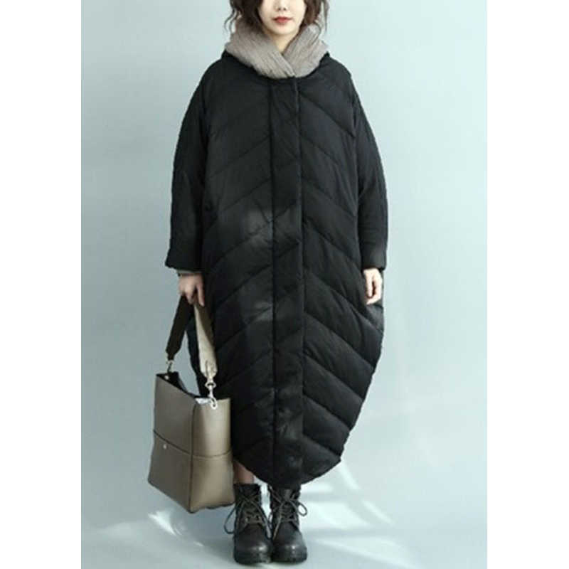 Casual Black Hooded Oversized Duck Down Parka Winter