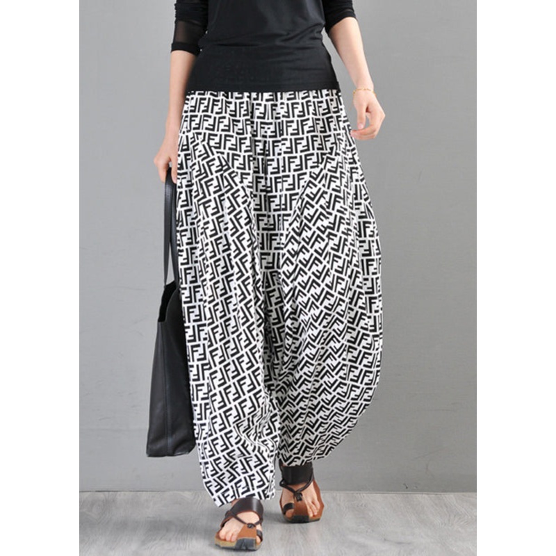 White Pockets Elastic Waist Cotton Pants Summer