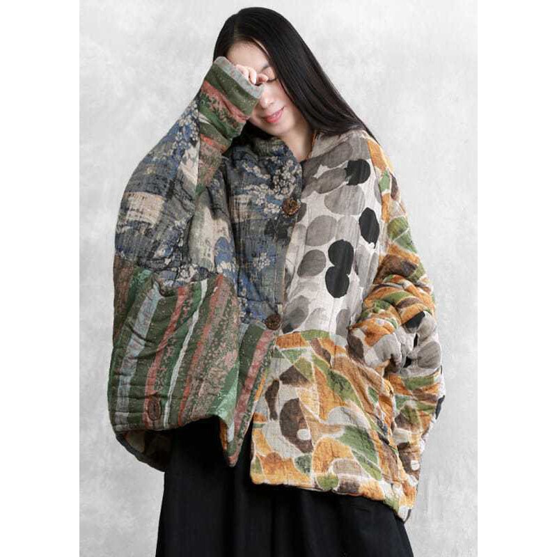 Italian Colorblock Oversized Patchwork Print Fine Cotton Filled Parkas Winter