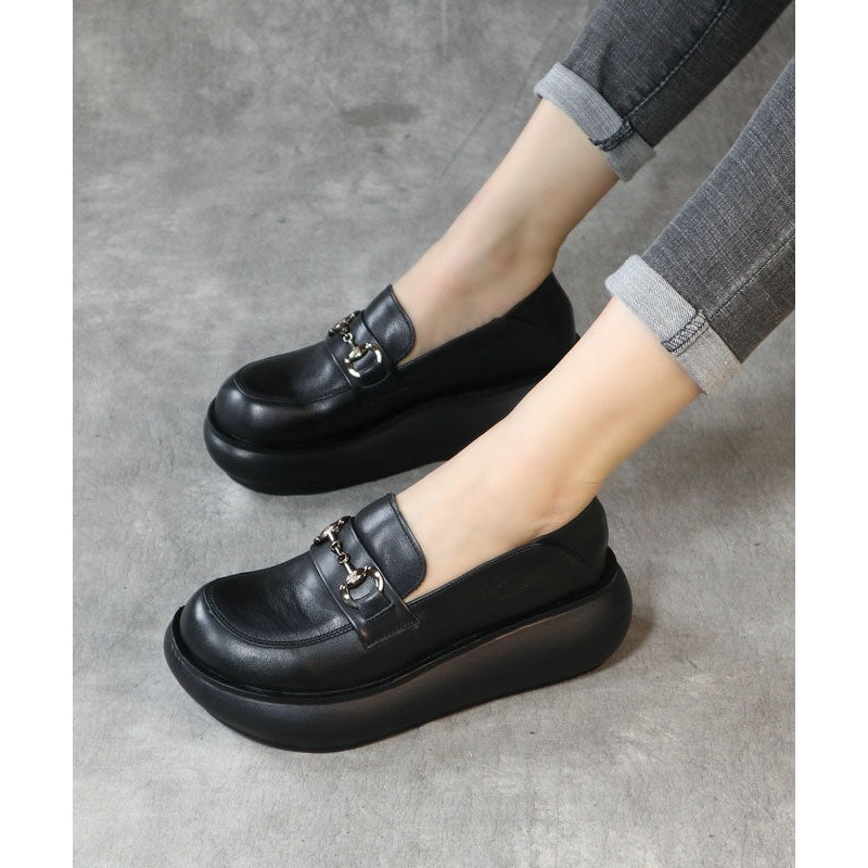 Beautiful Black Loafers For Women Platform Loafers