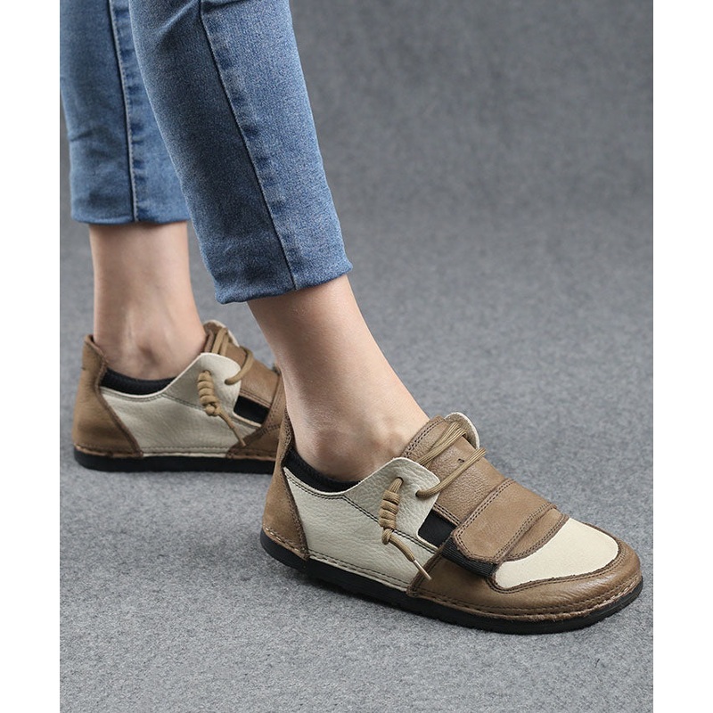 Casual Beige Flat Shoes For Women Splicing Flat Feet Shoes