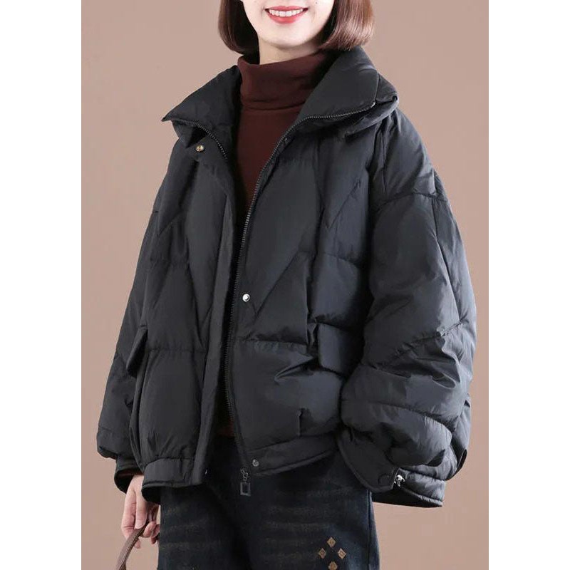 Boutique Black Zip Up Pockets Fine Cotton Filled Parka Winter