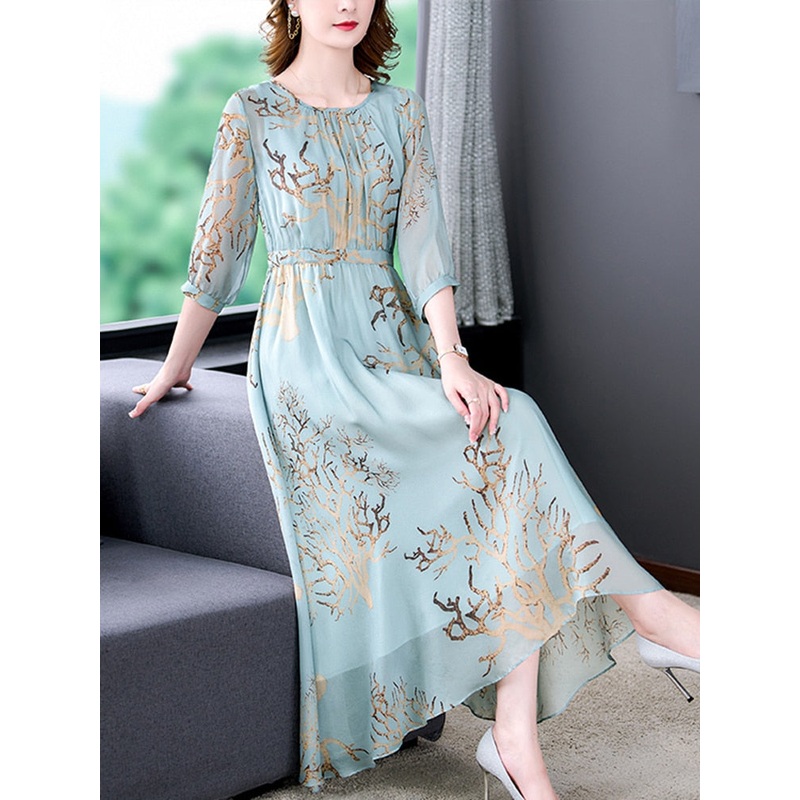 Boho Casual Elegant Silk Midi Dress