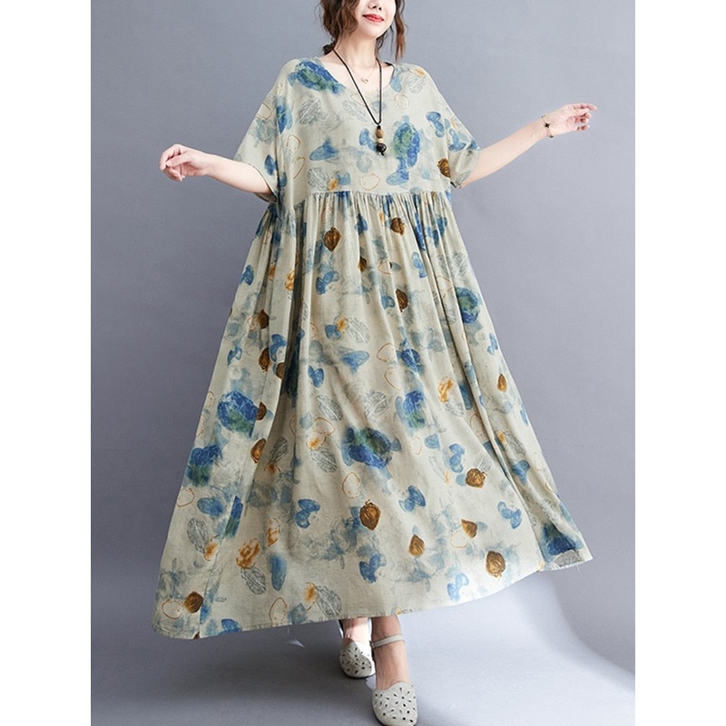 Vintage Plus Size Casual Loose Boho Long Dress