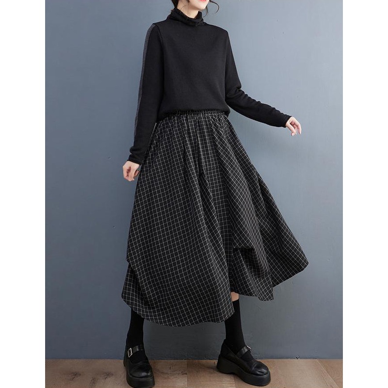 Women 2023 Punk Style Asymmetric Loose A-line Skirt