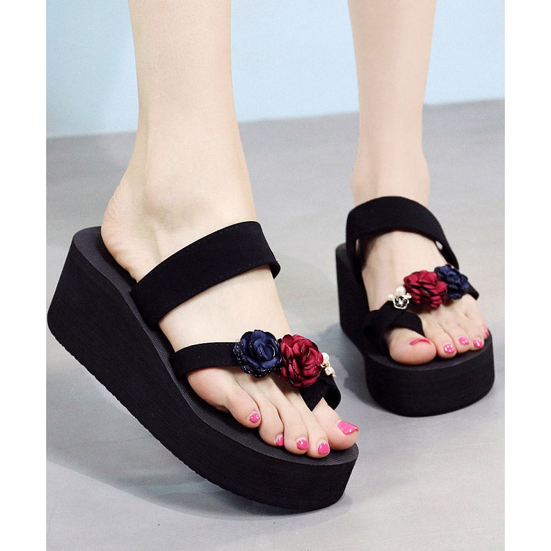 Boho Mulberry Rose Platform Breathable Mesh Slide Sandals
