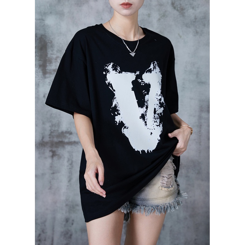 Diy Black Oversized Print Cotton Tank Tops Summer