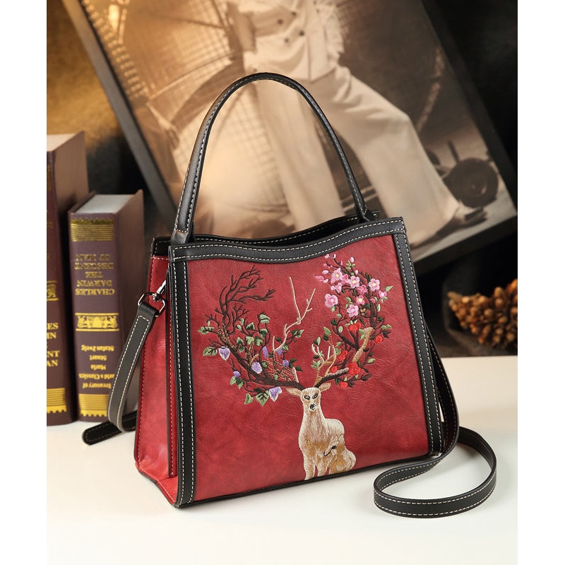 Original Design Vintage Mulberry Embroidered Calf Leather Tote Messenger Handbag