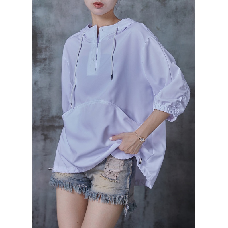 White Oversized Cotton Sweatshirt Hooded Summer