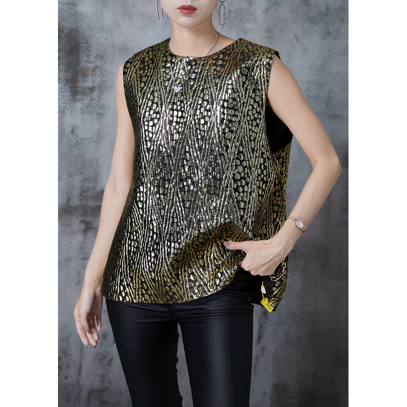 Women Golden Oversized Original Design Vest Sleeveless