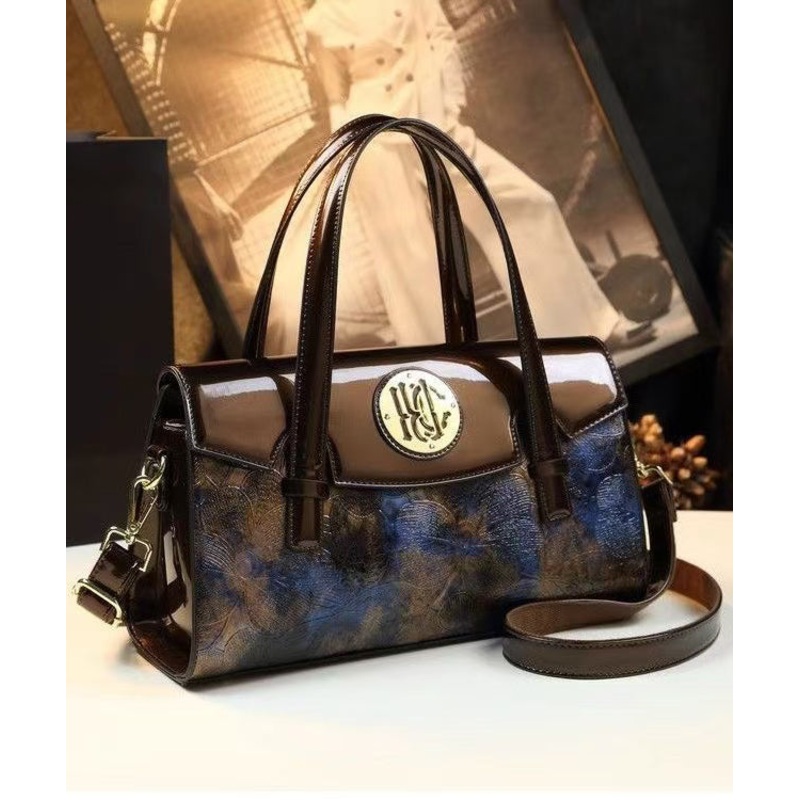 Beautiful Blue Embossed Classy Calf Leather Tote Handbag