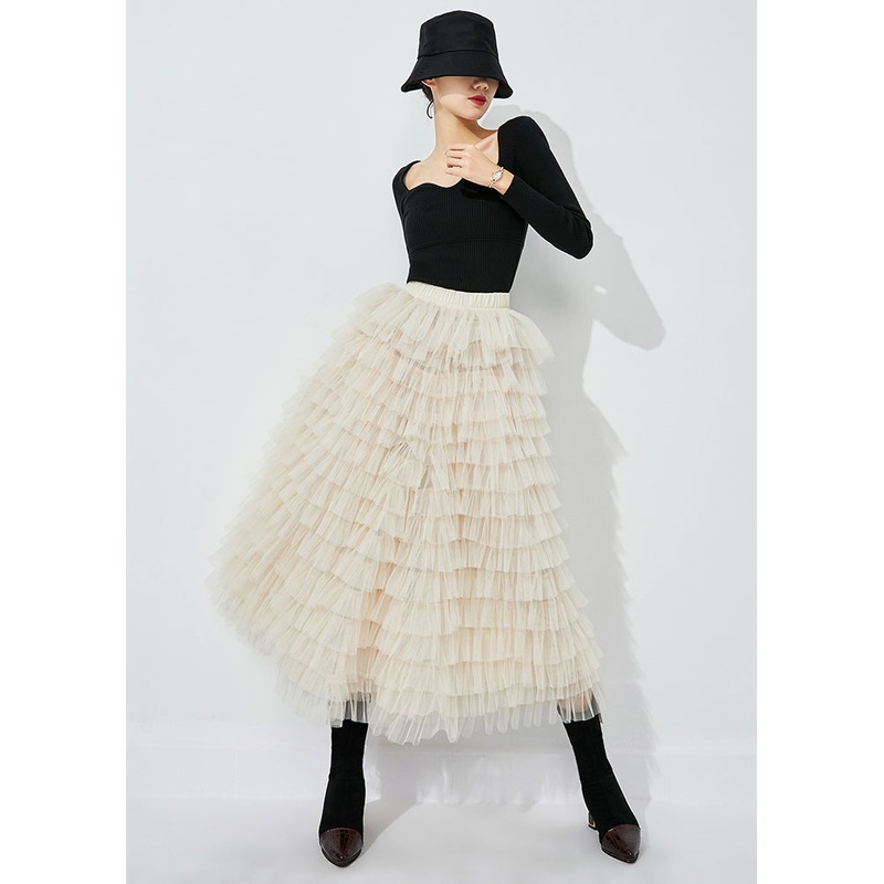 Modern White Elastic Waist Tulle Holiday Skirts Summer