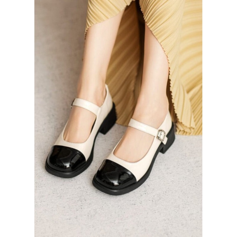 Spring Retro Glossy Leather Lug Sole Casual Shoes