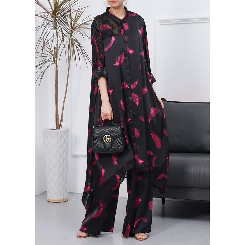 Boho Purple Asymmetrical Tops And Pants Silk Two Piece Set Clothing Spring