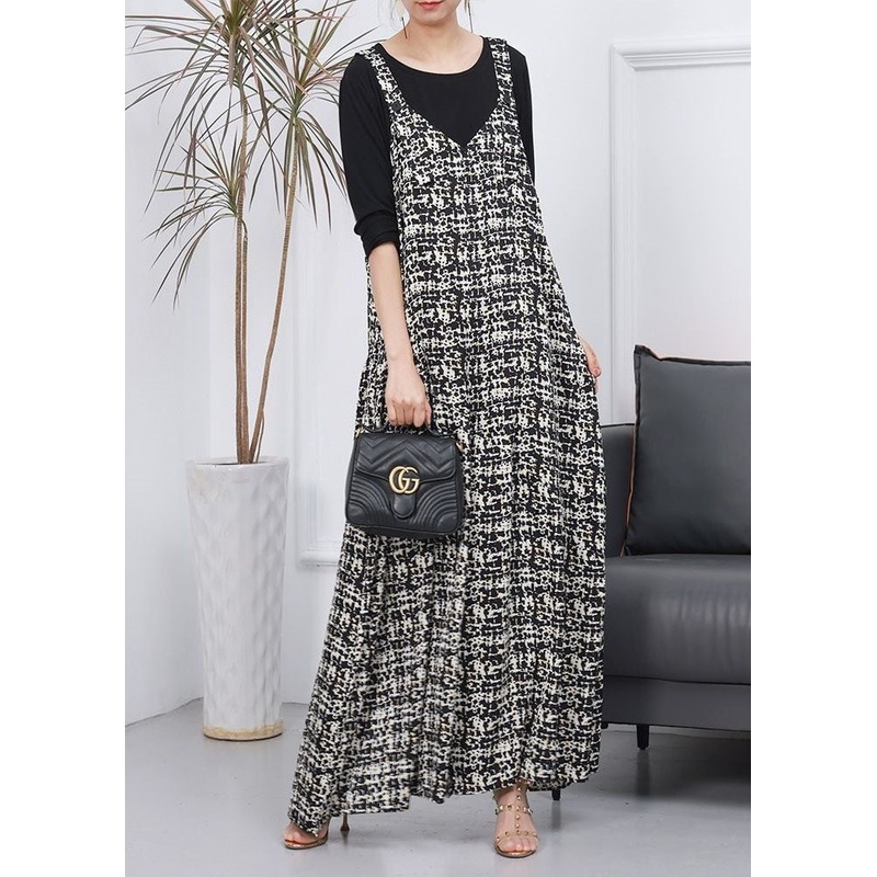 White Plaid Silk Two Pieces Set Wide Leg Jumpsuit And T Shirt Spring