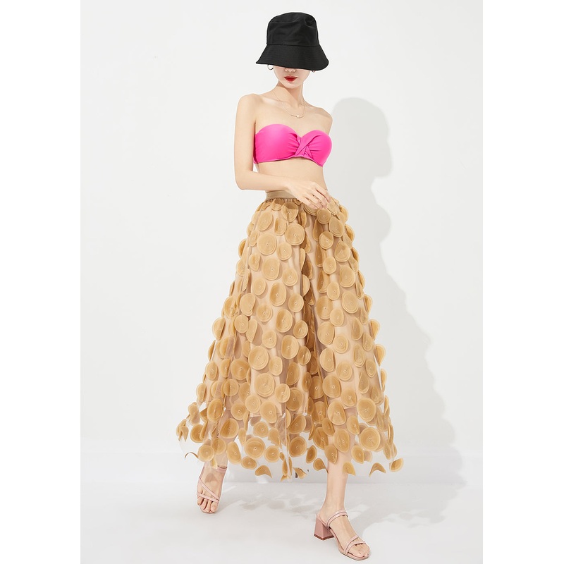 Style Yellow High Waist Exra Large Hem Tulle Skirt Summer